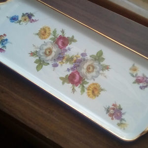 VINTAGE Limoges Porcelain Serving Tray Heavy Gold